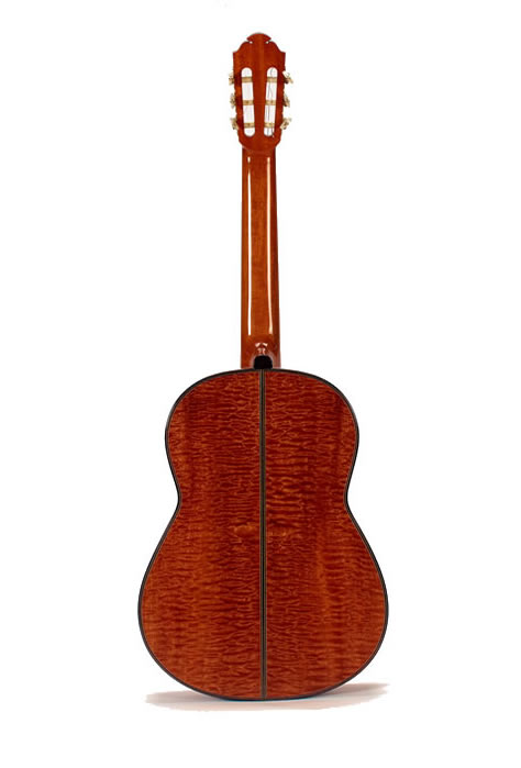 Neck: Rippled Honduras mahogany | Machine heads: engraved brass plates, mother of pearl buttons, by Alessi